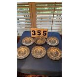 5 matching plates and 1 odd bowl