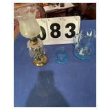 Lamp, glass pitcher and glass