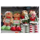 4 CHRISTMAS FREE STANDING DOLLS