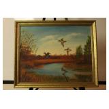 Oil / Canvas - Ducks