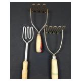 Vintage Wooden Handle Kitchen Tool Trio