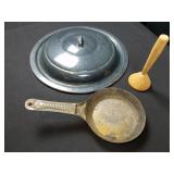Antique National Fry Pan, Wooden Press/Pestle, etc