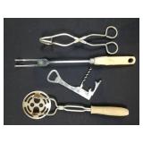 Vintage Kitchen Tools2- Folding Masher, Openers
