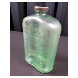 Old Green Glass Water Jar w/Wooden Lid