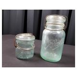 Vintage Ball Blue/Green Jars W/ Wire Clasp Closure