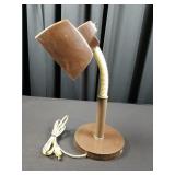 Vintage Brown & White Plastic & Metal Desk Lamp