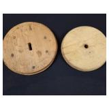 2 Antique Wooden Butter Churn Lids - Unique!