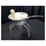 Large Standing Cone Strainer with Wooden Pestle