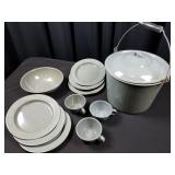 Vintage Gray Enamelware Picnic Set - 12 piece set