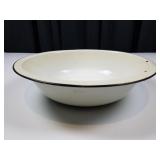Vintage Large White & Black Enamelware Wash Bowl