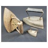 Collection of 3 Antique Iron Irons - Sm, Med & Lg