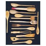 Vintage 14pc. Wooden Kitchen Tool Set - Too Much!