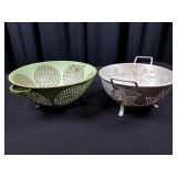 Vintage 2 pc Collander Set - 1 Green Enamelware+