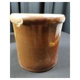 Vintage Wide-Mouth Pottery Crock - Brown