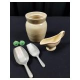 Small Antique Crock w/Small Gravy/Syrup Server,etc