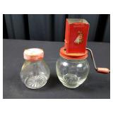 Small Vintage Grinder Jar w/Wooden Handle & Shaker