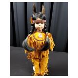 Vintage Indian Girl Doll in Ritual Dress on Stand