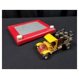 Vintage Play Truck w/Barrels & Etch-A-Sketch Game