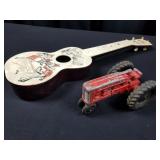 Vintage Die Cast Hubley Jr. Tractor  & Toy Guitar