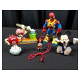 Vintage Set of 5 Toy Characters-Figurines,stuffed,