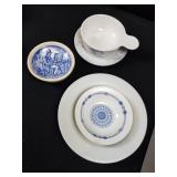 Vintage Blue & White Ceramic & China Group