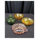 Vintage Flower Shaped Colored Glass Candy Dishes