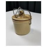 Vintage Sm Tan Wire Clamp Top Butter/Cheese Crock