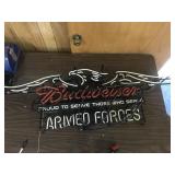 Budweiser Armed forces sign