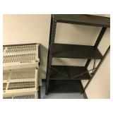 Metal shelving, file cabinet