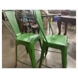 2 - Green Metal barstools