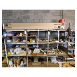 Three shelf storage shelf & contents Three shelf storage shelf & contents