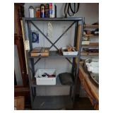 Four shelf steel storage cabinet & contents