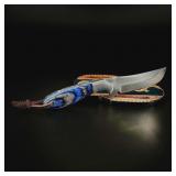 7' Mullis Fixed Blade- blue stabilized ward grip