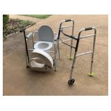 Cane, bedside commode, rising toilet seat, walker
