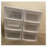 (2)- Three-Drawer Plastic Sterilite Storage Bins