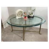 Brass Table with Oval Glass Top
