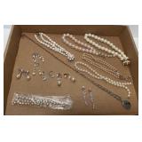 Pearl Necklaces/ Earrings & Rhinestone Earrings