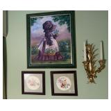 Hand Painted Picture, Sconce & Pictures