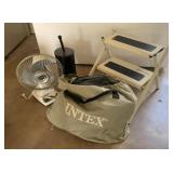 Intex inflatable mattress, Galaxy fan, etc.