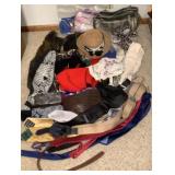 Scarves, hat, purse, wallets, tie holder and ties