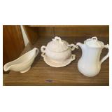 Vintage soup tureen, tea pot, Hall gravy boat