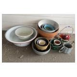 Vintage Enamel Basins, Planters, etc.