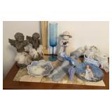 Decorative Plates, Angels, Blue Glass, Basket