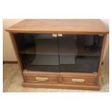 Wooden TV Stand w/ 1 drawer & Glass Doors