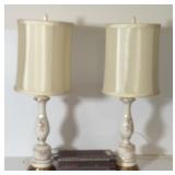 2 Mid Century Ceramic Lamps & Sound Alarm Clock