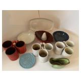 Frankoma Cups, Pladder, Bowls & Hot Plate