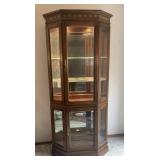 Wooden Bevelled Glass Curio Cabinet w/lights