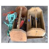 2 Wooden Tool Totes w/ Contents