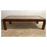 Wicker Wooden/ Glass Coffee Table