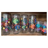 (4)-VTG Libbey Fish Ice Tea Tumblers & (2)- Juice